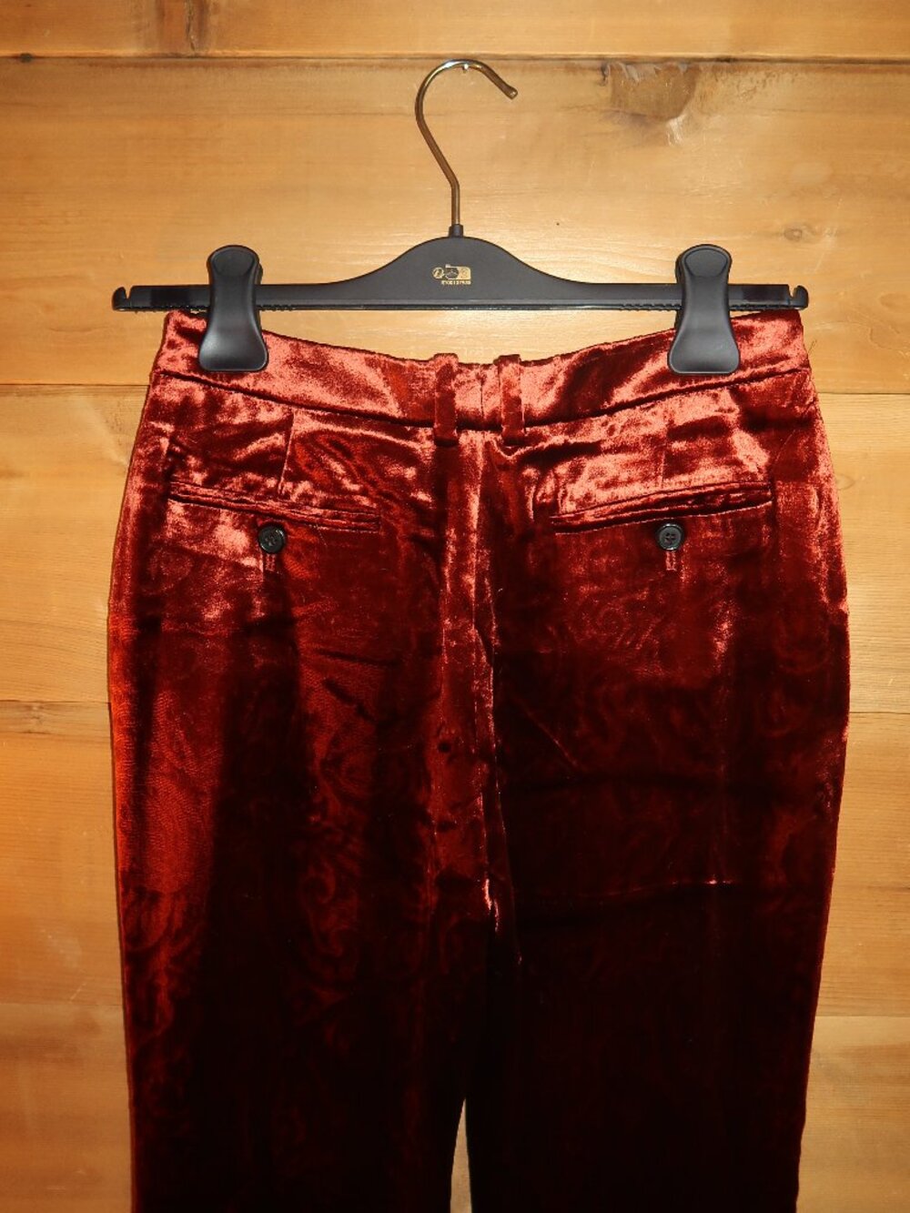 RARE Saint Laurent Velvet-Like Paisley Print Burgundy/Orange Flare Pant - Picture 11 of 16